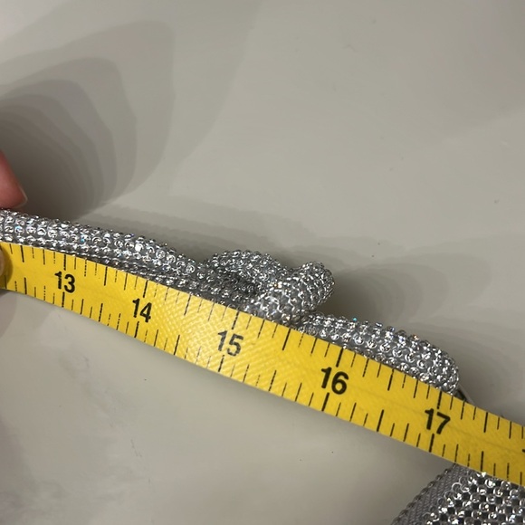 NWOT Silver Rhinestone Evening Bag with detachable strap. - Picture 10 of 12